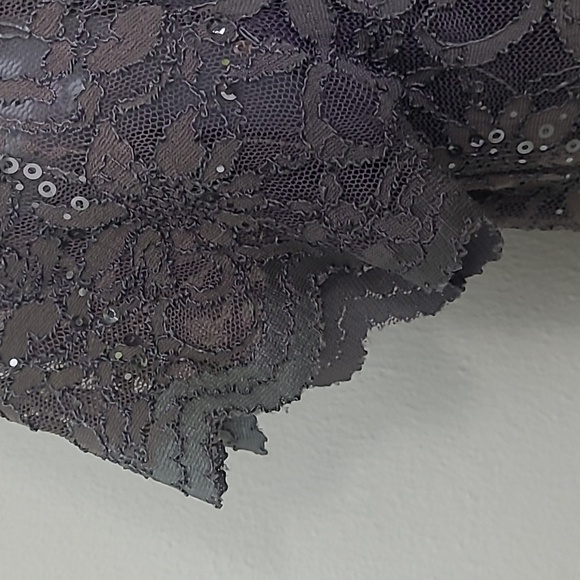 Tiana B Gray Lace Sequin Cocktail Dress XL Short Sleeve Midi Wedding Holiday - Picture 5 of 8